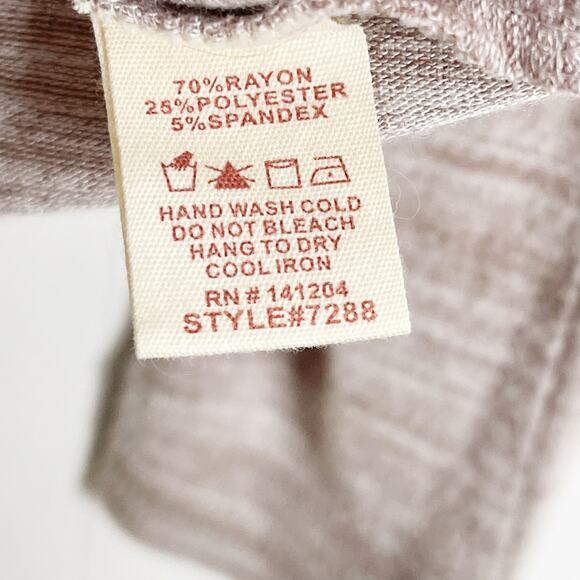 Hem & Thread Spacedye VNeck Twist Front Long Sleeve Brown Taupe Small S Womens - Picture 7 of 7